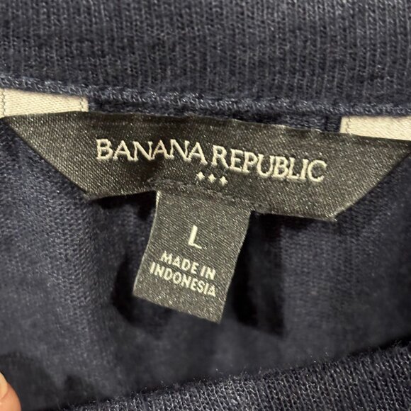 Banana Republic Women Linen blend Navy cap sleeve boatneck top SZ: L - Picture 10 of 10